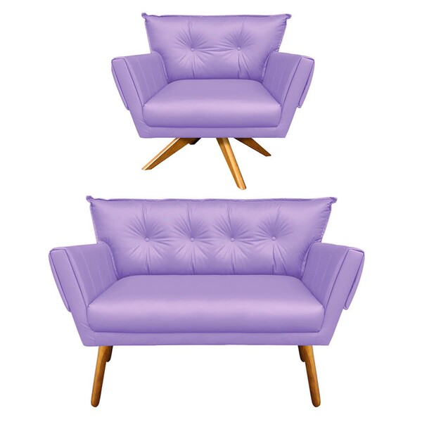 Kit 01 Namoradeira E 01 Poltrona Giratória Anitta Corino Base