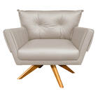 Kit 01 Namoradeira E 01 Poltrona Giratória Anitta Corino Bege