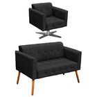 Kit 01 Namoradeira E 01 Poltrona Giratória Elisa Suede Base E