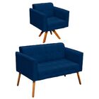 Kit 01 Namoradeira E 01 Poltrona Giratória Elisa Suede Base M