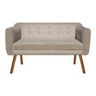 Kit 01 Namoradeira E 01 Poltrona Julia Suede Bege Pés Palito