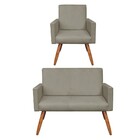 Kit 01 Namoradeira E 01 Poltrona Larissa Suede Pés Palito Cas