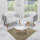 Kit 01 Namoradeira E 01 Poltrona Marisa Suede Base Giratoria