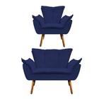 Kit 01 Namoradeira E 01 Poltrona Opala Corino Pés Palito Cast