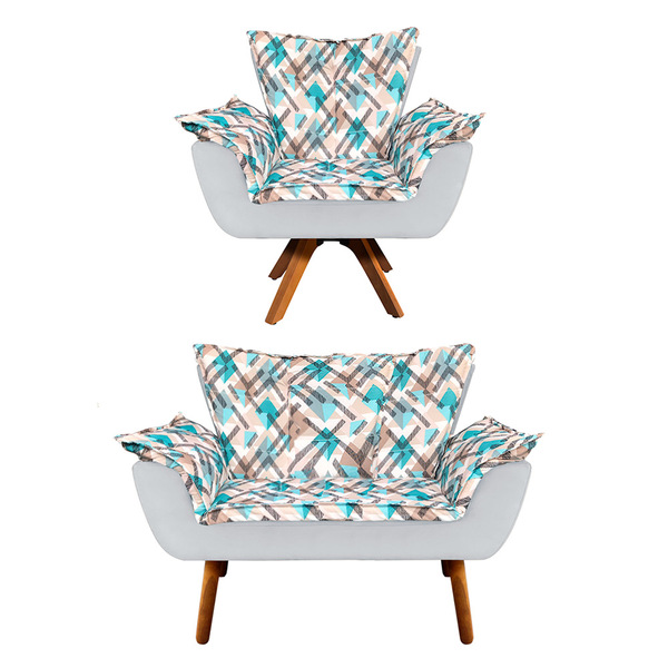 Kit 01 Namoradeira E 01 Poltrona Opala D33 Base Giratória De