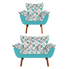 Kit 01 Namoradeira E 01 Poltrona Opala D33 Pés Palito Castanh