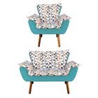 Kit 01 Namoradeira E 01 Poltrona Opala D87 E Suede Pés Palito