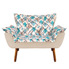 Kit 01 Namoradeira E 01 Poltrona Opala Suede Bege Com D33 Pés