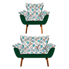 Kit 01 Namoradeira E 01 Poltrona Opala Suede Verde Com D33 Pé