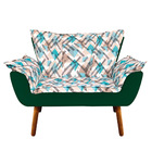 Kit 01 Namoradeira E 01 Poltrona Opala Suede Verde Com D33 Pé