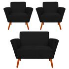 Kit 01 Namoradeira E 02 Poltrona Dora Suede Pés Palito Castan