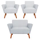 Kit 01 Namoradeira E 02 Poltrona Dora Suede Pés Palito Castan