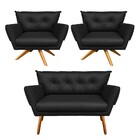 Kit 01 Namoradeira E 02 Poltronas Giratória Anitta Corino Bas