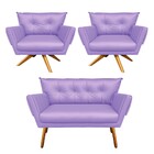 Kit 01 Namoradeira E 02 Poltronas Giratória Anitta Corino Bas