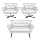 Kit 01 Namoradeira E 02 Poltronas Giratória Anitta Corino Bra