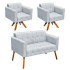 Kit 01 Namoradeira E 02 Poltronas Giratória Elisa Suede Base