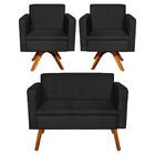 Kit 01 Namoradeira E 02 Poltronas Giratória Emília Suede Base