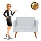 Kit 01 Namoradeira E 02 Poltronas Giratória Emília Suede Base