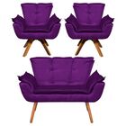 Kit 01 Namoradeira E 02 Poltronas Giratória Opala Acetinado B