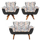 Kit 01 Namoradeira E 02 Poltronas Giratória Opala D87 E Suede