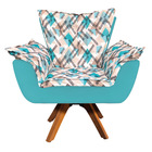 Kit 01 Namoradeira E 02 Poltronas Giratória Opala Suede Azul