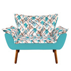 Kit 01 Namoradeira E 02 Poltronas Giratória Opala Suede Azul