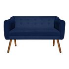 Kit 01 Namoradeira E 02 Poltronas Julia Suede Azul Marinho Pé