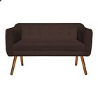 Kit 01 Namoradeira E 02 Poltronas Julia Suede Marrom Pés Pali