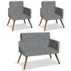 Kit 01 Namoradeira E 02 Poltronas Larissa Estampado Pés Palit