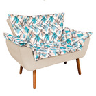 Kit 01 Namoradeira E 02 Poltronas Opala Suede Bege Com D33 Pé