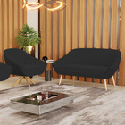 Kit 01 Namoradeira Giovana Pés Palito Natural E 01 Poltrona G