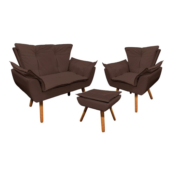 Kit 01 Namoradeira Opala Com 01 Poltrona Opala E 01 Puff Opal