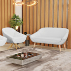 Kit 01 Namoradeira Pés Palito Natural E 01 Poltrona Giratória