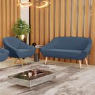 Kit 01 Namoradeira Pés Palito Natural E 01 Poltrona Giratória