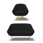 Kit 01 Namoradeira Pés Palito Natural E 01 Poltrona Giratória