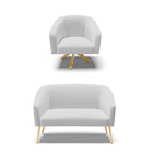 Kit 01 Namoradeira Pés Palito Natural E 01 Poltrona Giratória