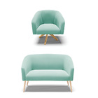 Kit 01 Namoradeira Pés Palito Natural E 01 Poltrona Giratória