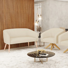 Kit 01 Namoradeira Pés Palito Natural E 01 Poltrona Giratória