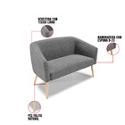 Kit 01 Namoradeira Pés Palito Natural E 01 Poltrona Giratória