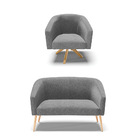 Kit 01 Namoradeira Pés Palito Natural E 01 Poltrona Giratória