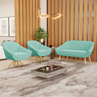 Kit 01 Namoradeira Pés Palito Natural E 02 Poltronas Giratóri