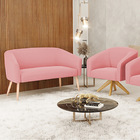 Kit 01 Namoradeira Stella Pés Palito Natural E 01 Poltrona Gi