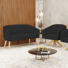 Kit 01 Namoradeira Stella Pés Palito Natural E 01 Poltrona Gi