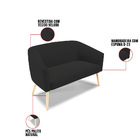 Kit 01 Namoradeira Stella Pés Palito Natural E 02 Poltronas G