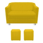 Kit 01 Namoradeira Tilla E 02 Puffs Dado Corano Amarelo - Ama