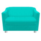 Kit 01 Namoradeira Tilla E 02 Puffs Dado Corano Azul Turquesa