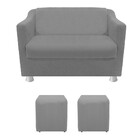 Kit 01 Namoradeira Tilla E 02 Puffs Dado Corano Cinza - Amare