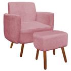 Kit 01 Poltrona 01 Puff Agatha Rose Pés Palito Castanho