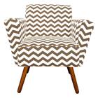 Kit 01 Poltrona Com 01 Puff Dora Estampado Bege Pés Palito