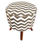 Kit 01 Poltrona Com 01 Puff Dora Estampado Bege Pés Palito